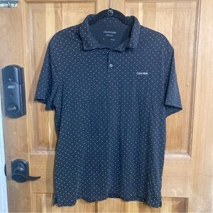 Calvin Klein Men’s Polo Shirt Size L Black Micro Print